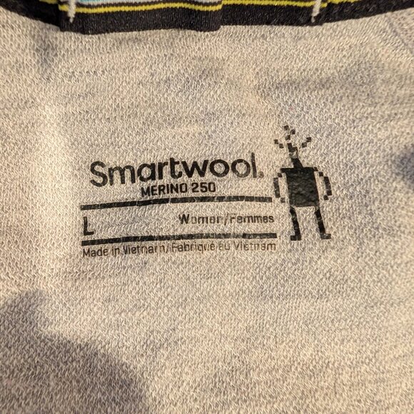 Smartwool Women's Large Thermal Merino Quarter Zip Base Layer Gray Floral - Picture 4 of 13